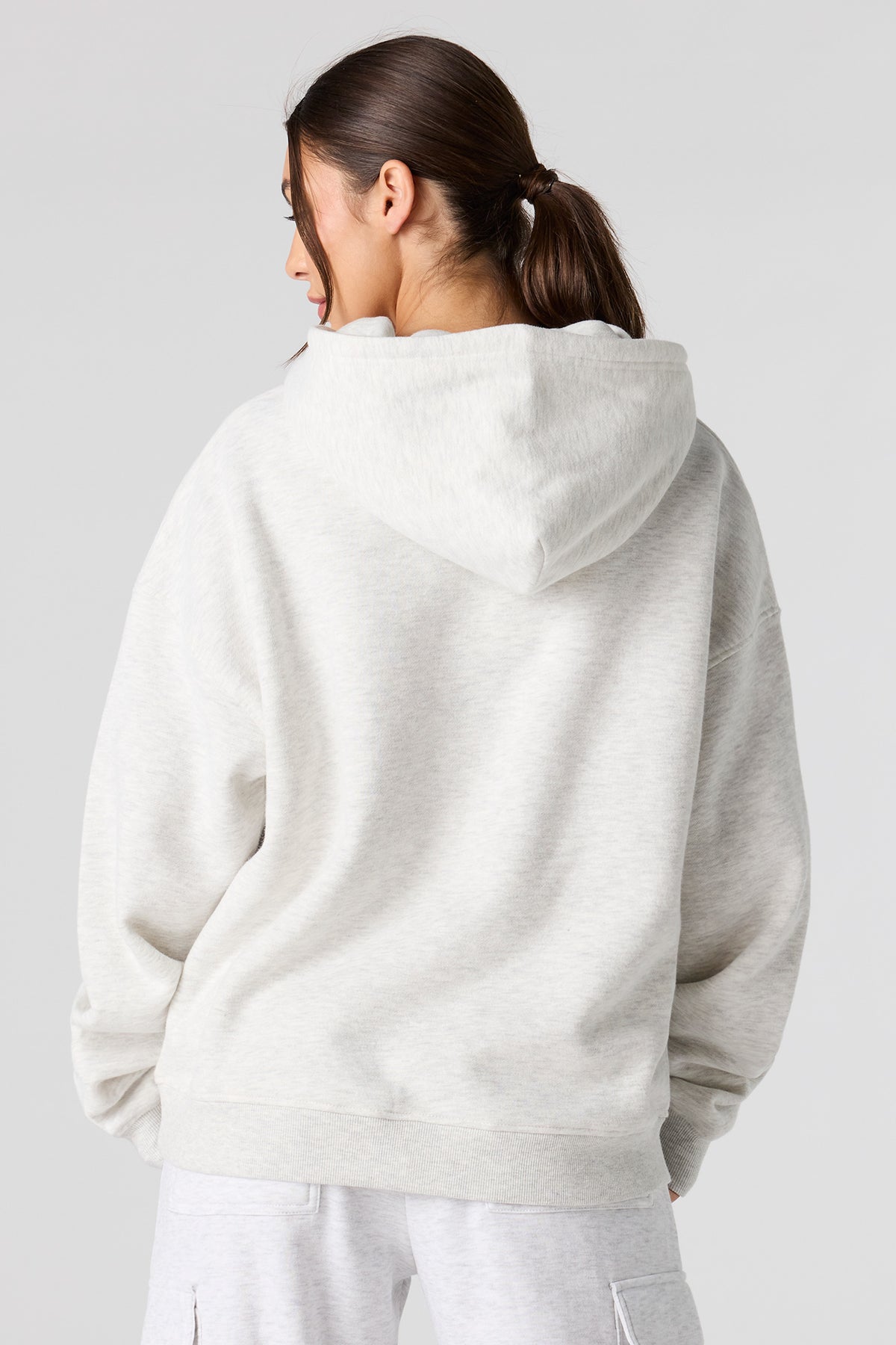 Alt View 2. Luxe Fleece Boxy Hoodie - Light Grey