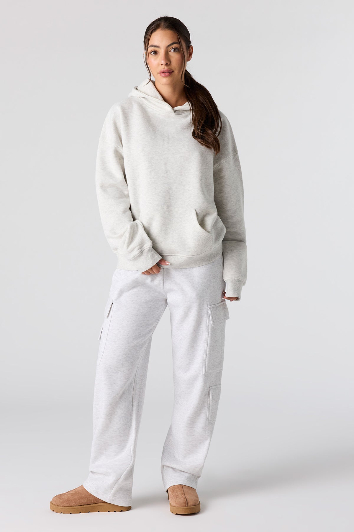 Alt View 3. Luxe Fleece Boxy Hoodie - Light Grey