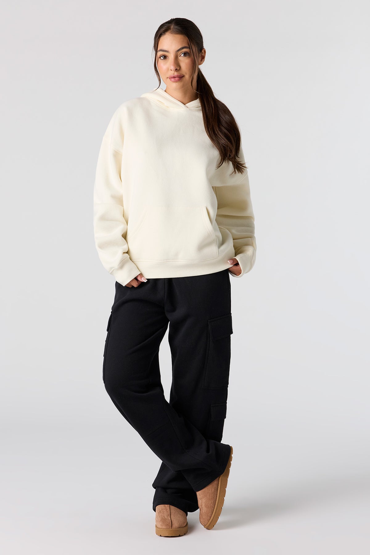Alt View 3. Luxe Fleece Boxy Hoodie - Ivory