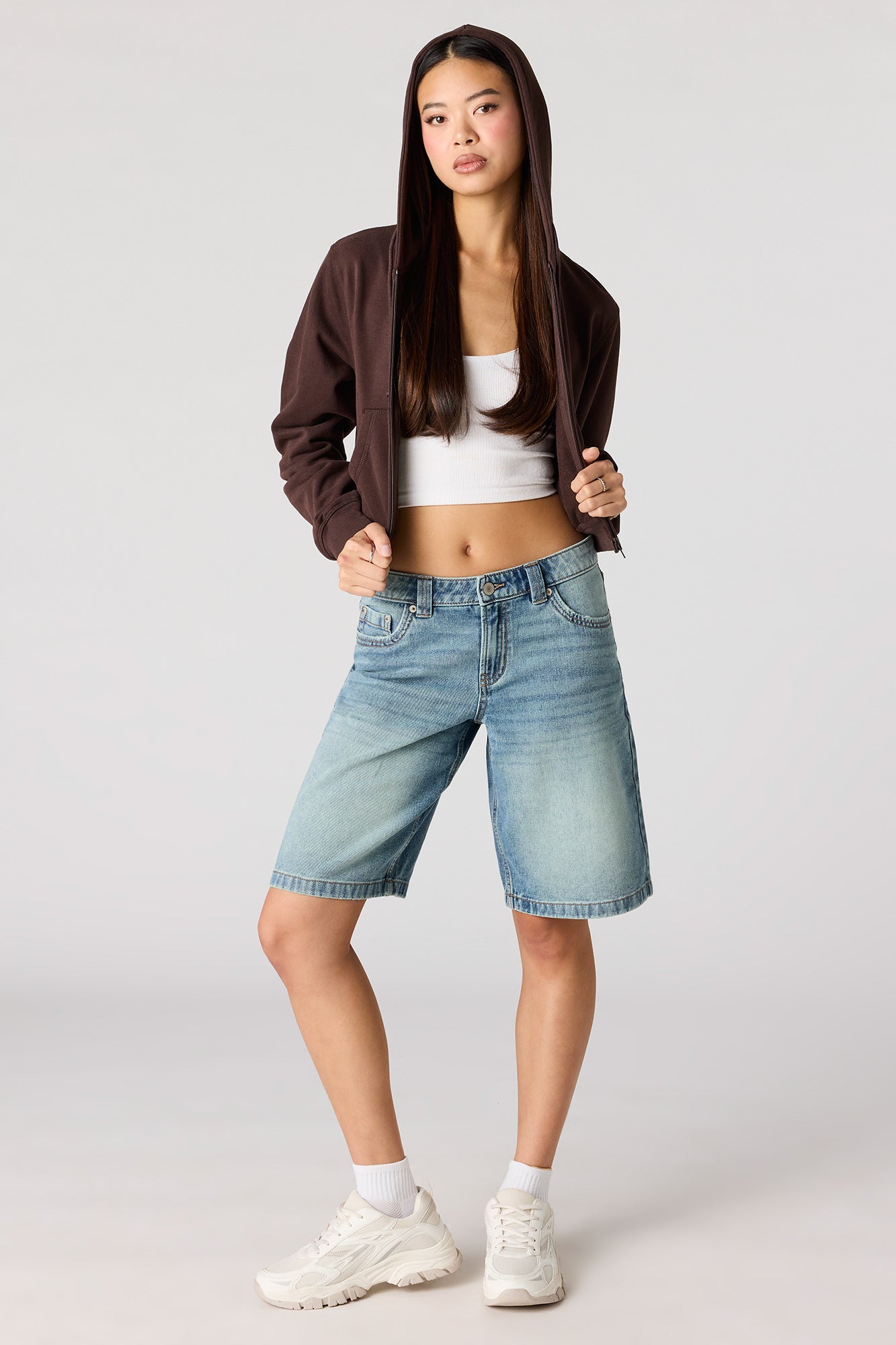 Fleece Zip-Up Crop Hoodie – Urban Planet