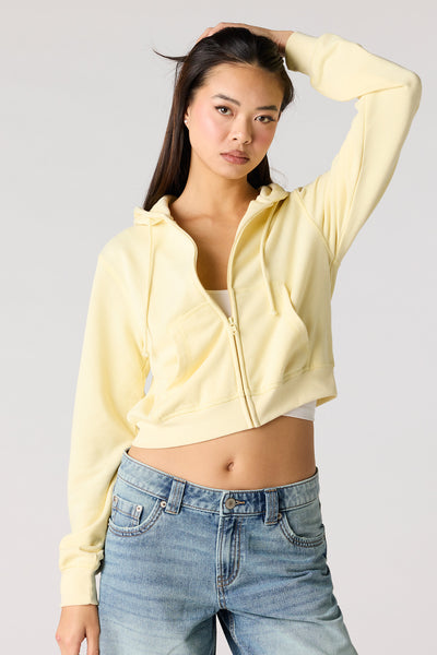 Fleece Zip-Up Crop Hoodie – Urban Planet
