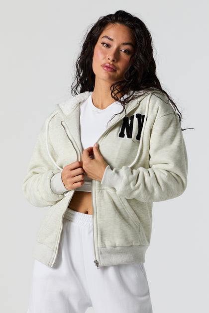 New York Chenille Embroidered Zip-Up Hoodie