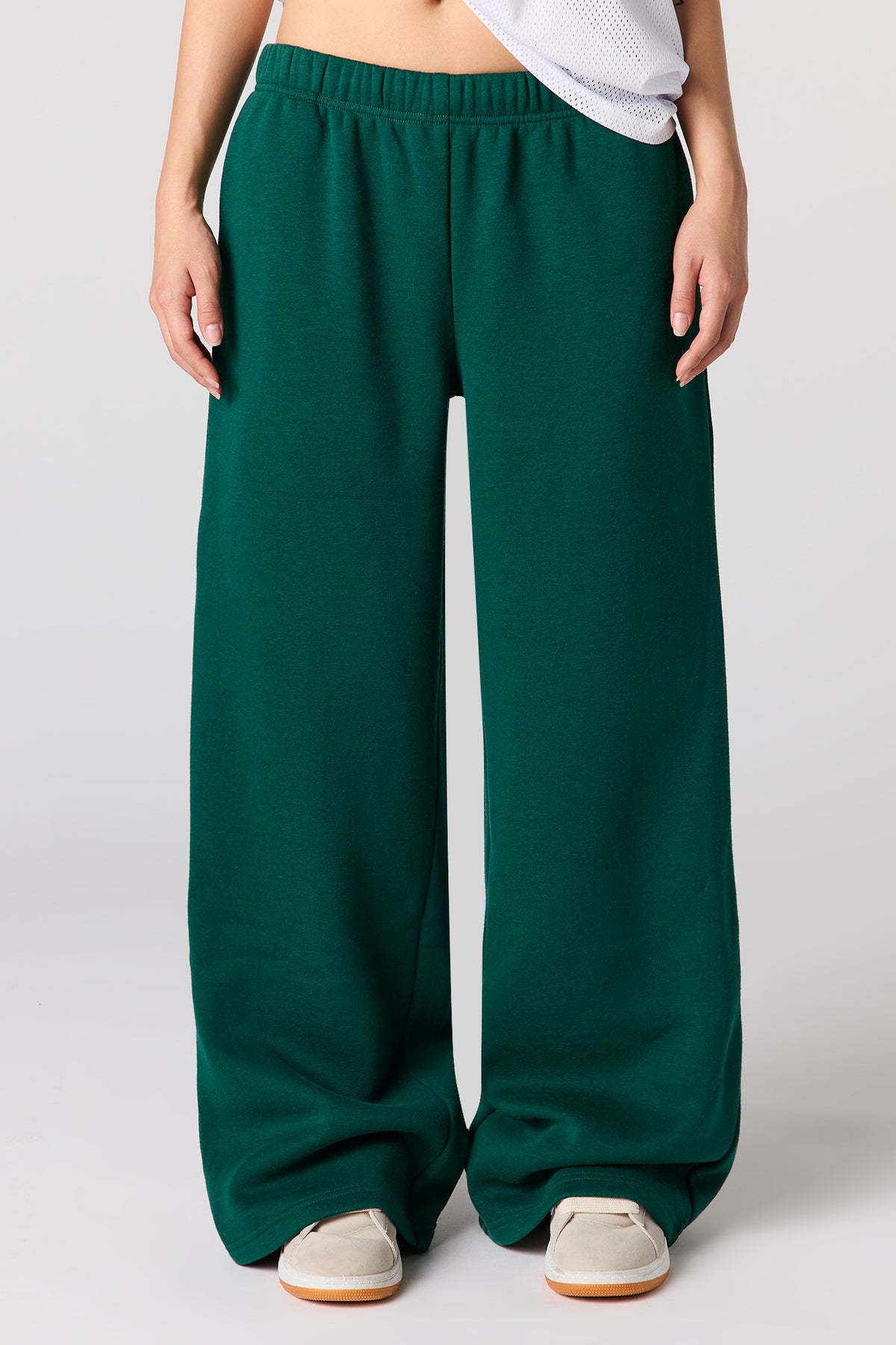 Alt View 2. Fleece Ultra Wide Leg Sweatpant - Green