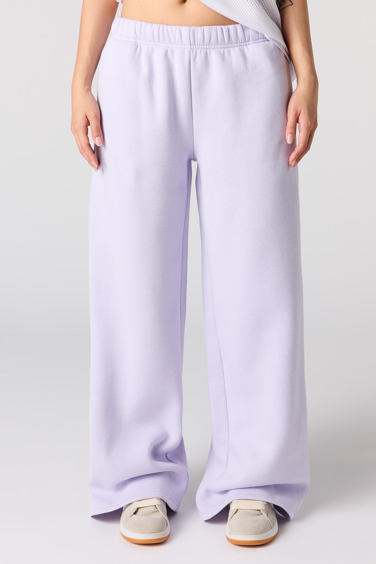 Alt View 2. Fleece Ultra Wide Leg Sweatpant - Lilac