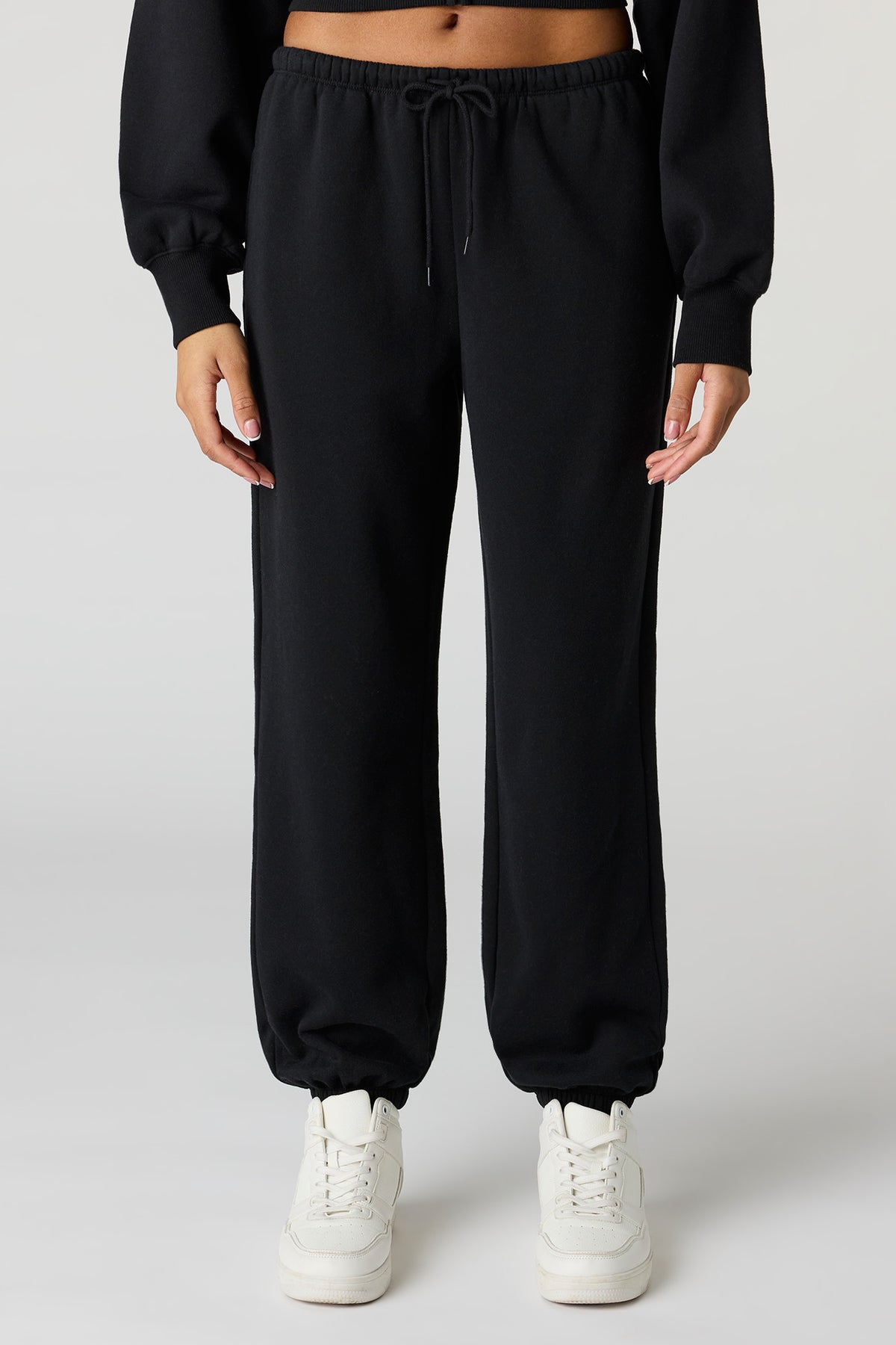 Alt View 2. Low Rise Fleece Jogger - Black