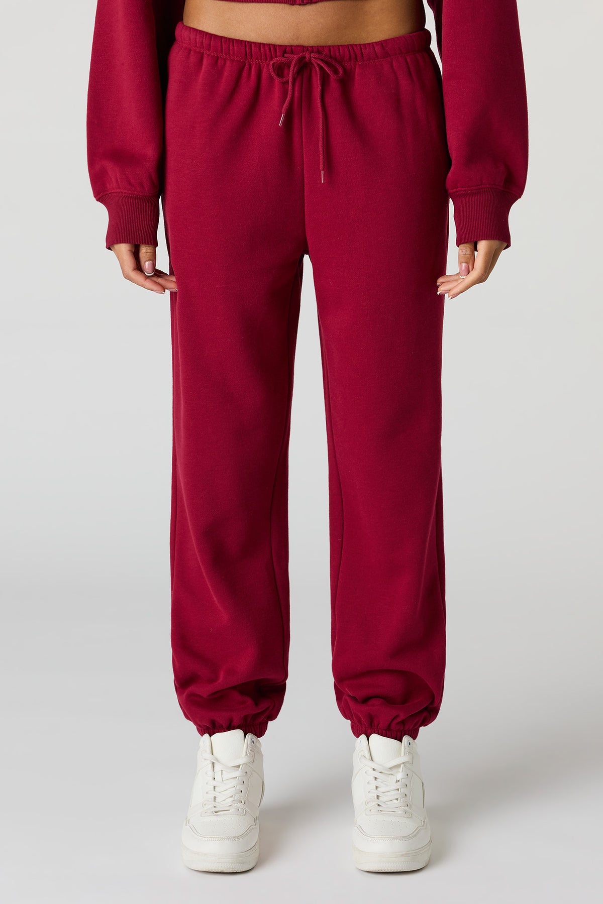 Alt View 2. Low Rise Fleece Jogger - Red