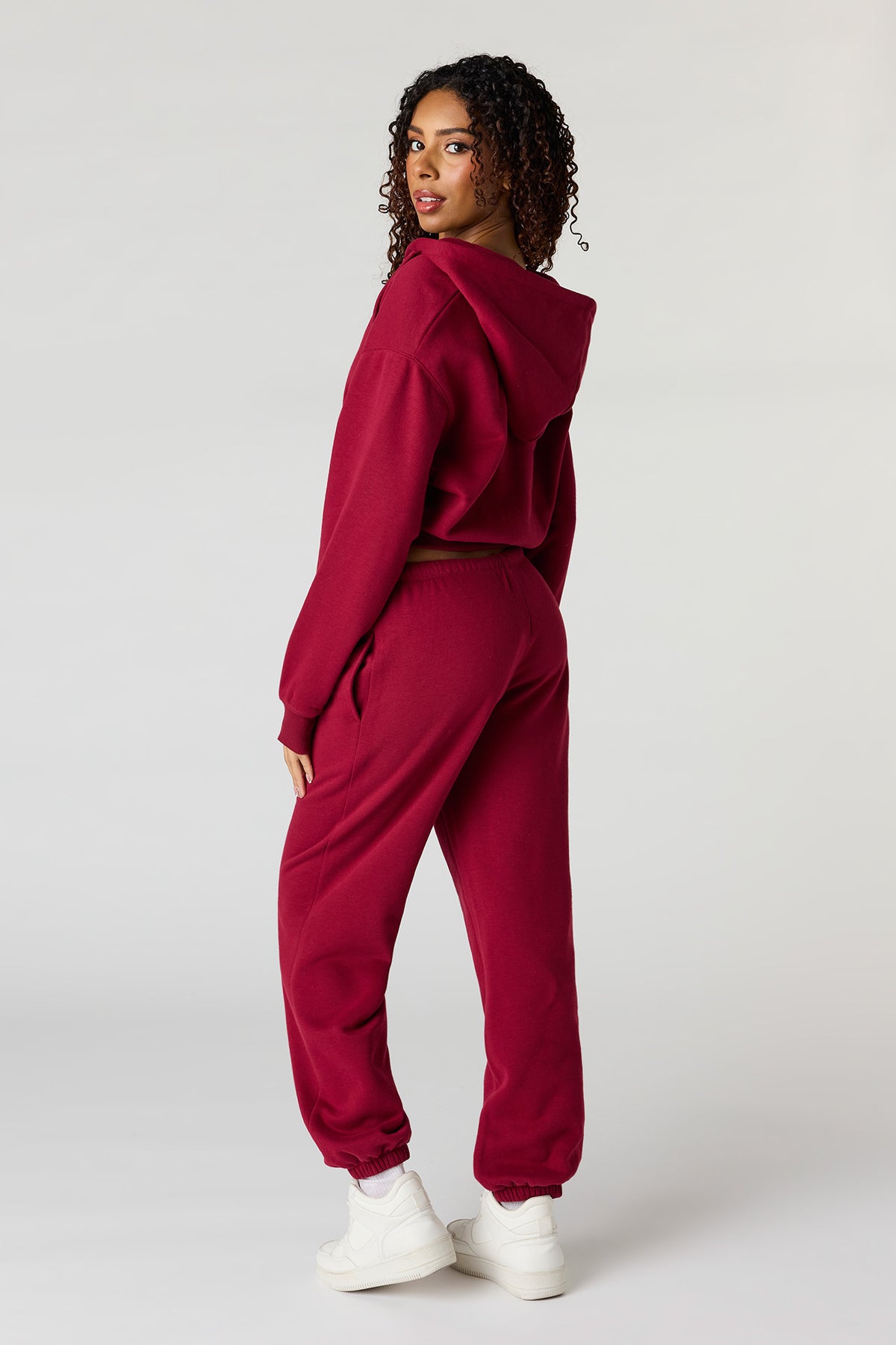 Alt View 3. Low Rise Fleece Jogger - Red