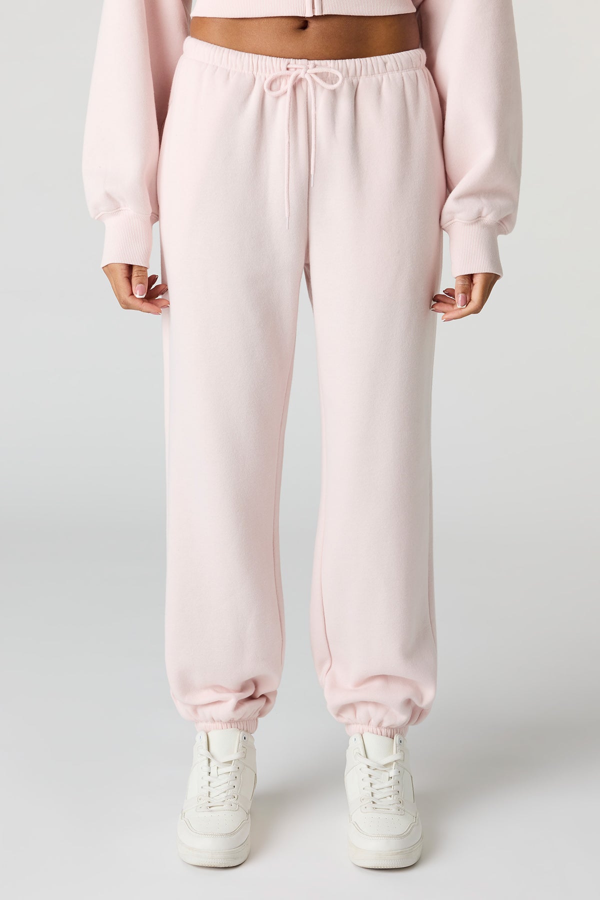 Alt View 2. Low Rise Fleece Jogger - Light Pink