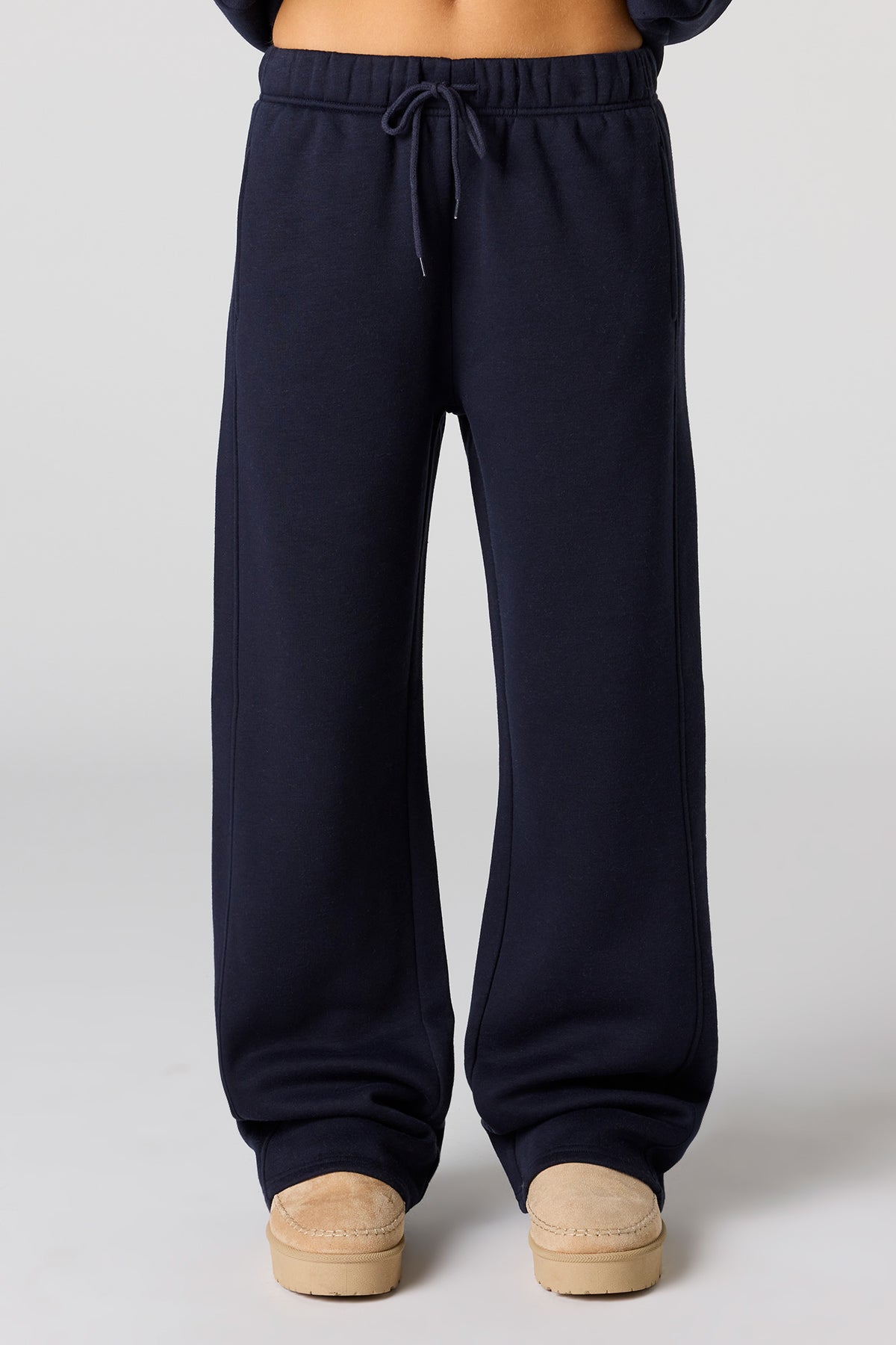 Alt View 2. Lucky Star Applique Wide Leg Fleece Sweatpant - Navy