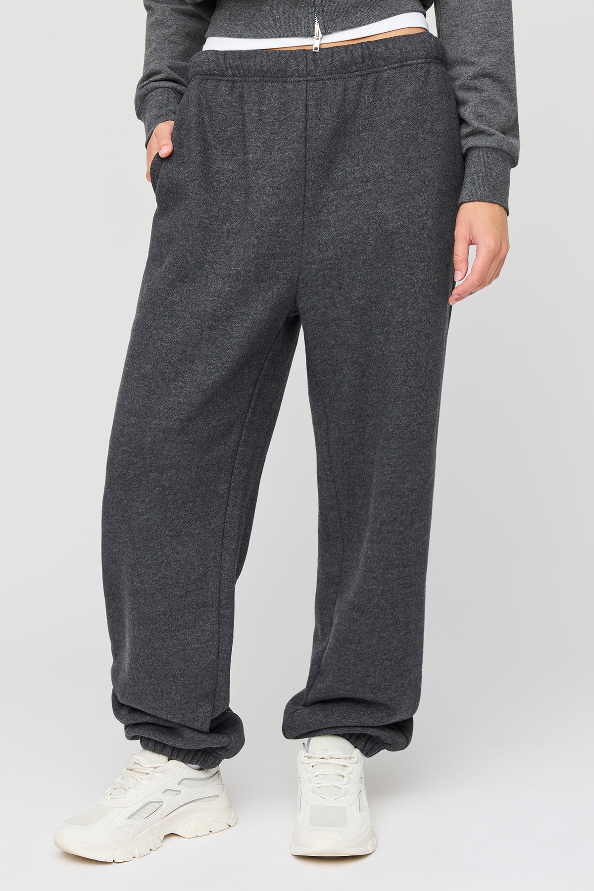Alt View 2. Luxe Fleece Boyfriend Jogger - Charcoal