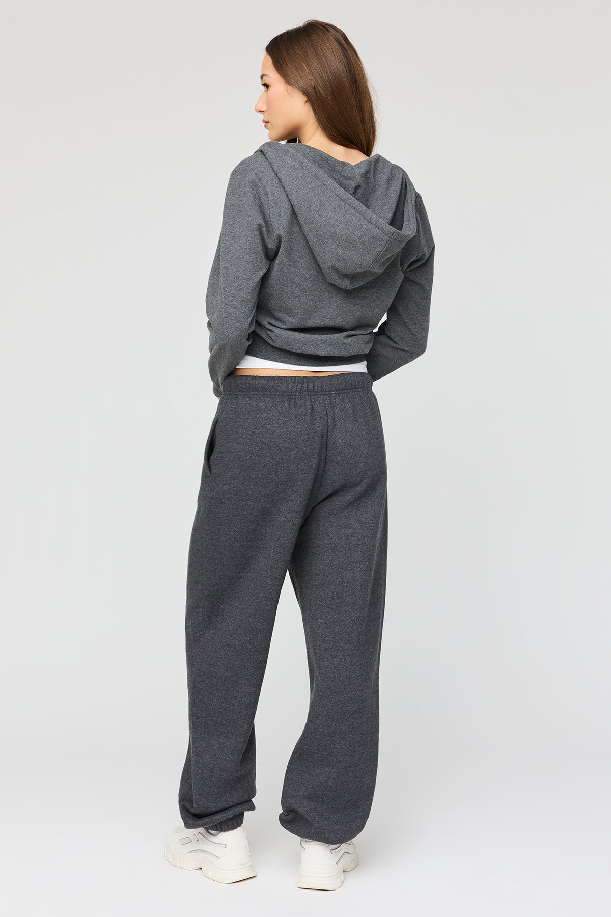 Alt View 3. Luxe Fleece Boyfriend Jogger - Charcoal