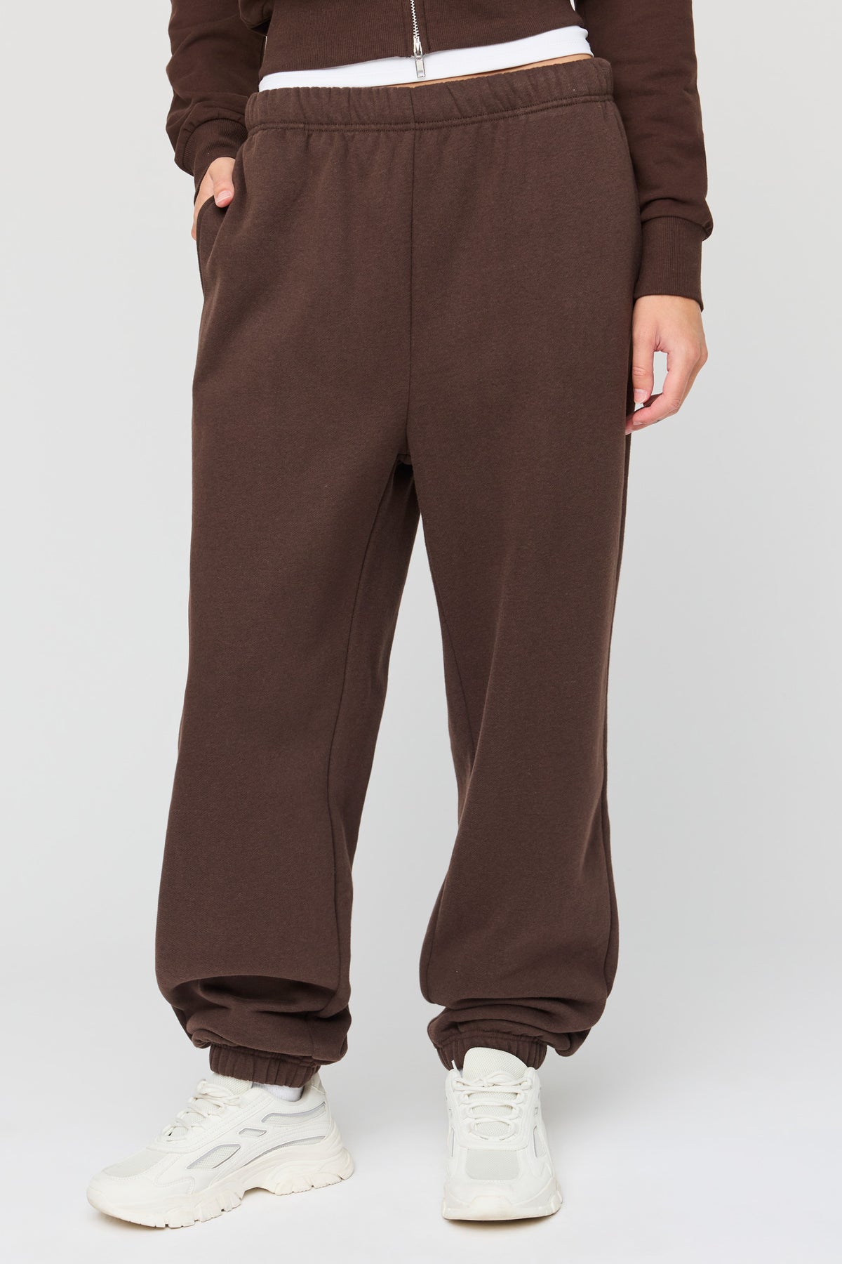 Alt View 2. Luxe Fleece Boyfriend Jogger - Brown