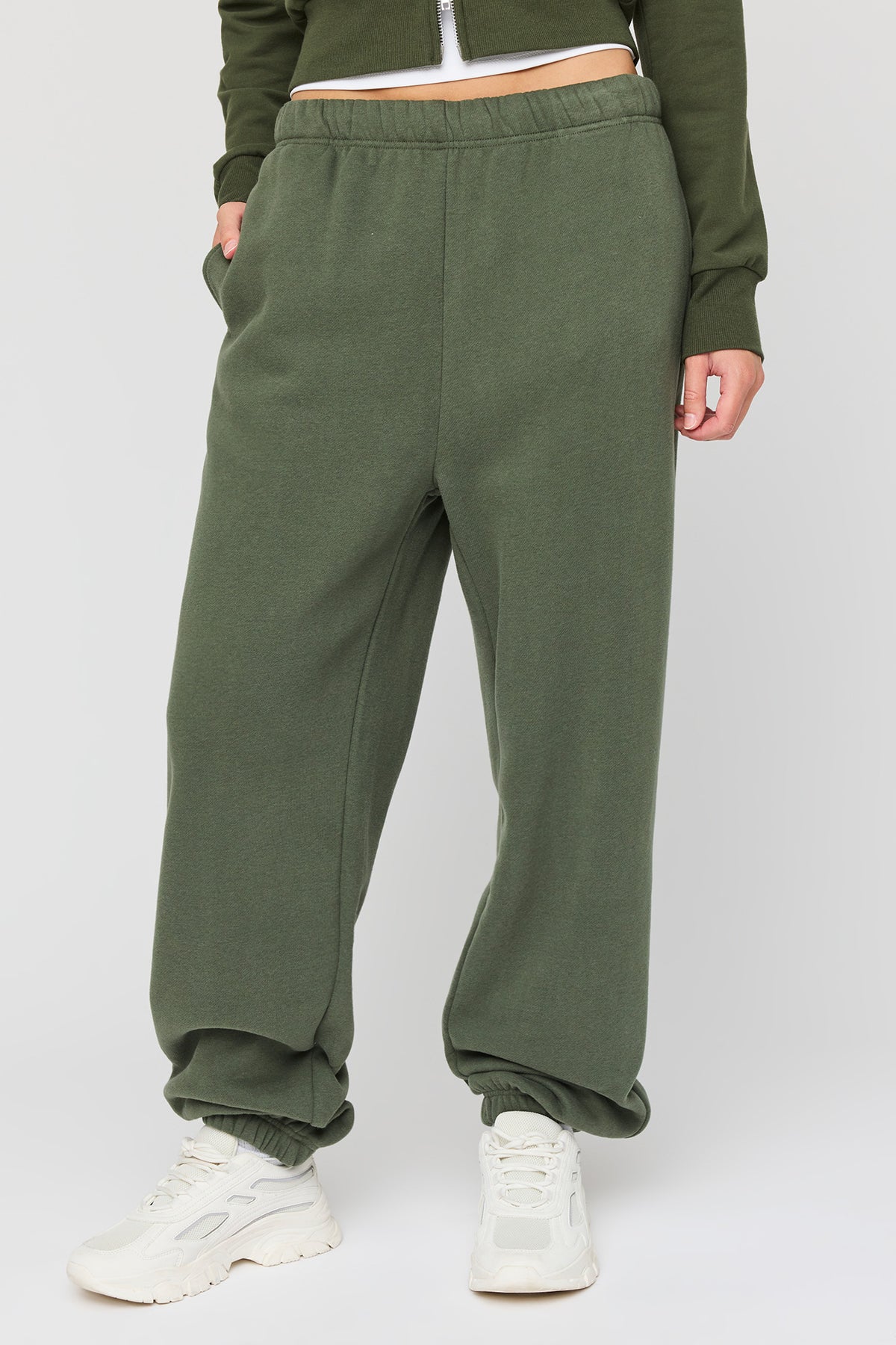 Alt View 2. Luxe Fleece Boyfriend Jogger - Green