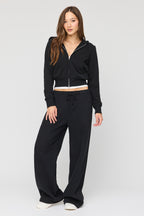 Pantalon d'entraînement à jambe large en molleton de luxe