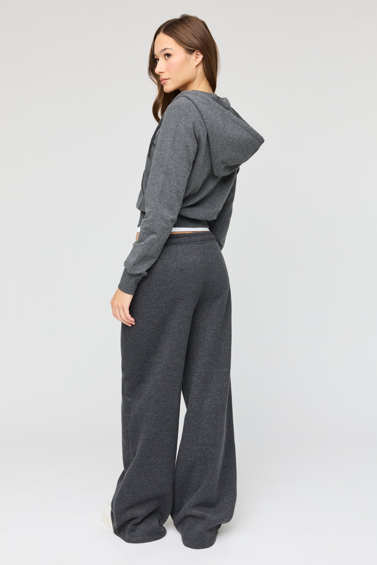 Alt View 3. Luxe Fleece Wide Leg Sweatpant - Charcoal