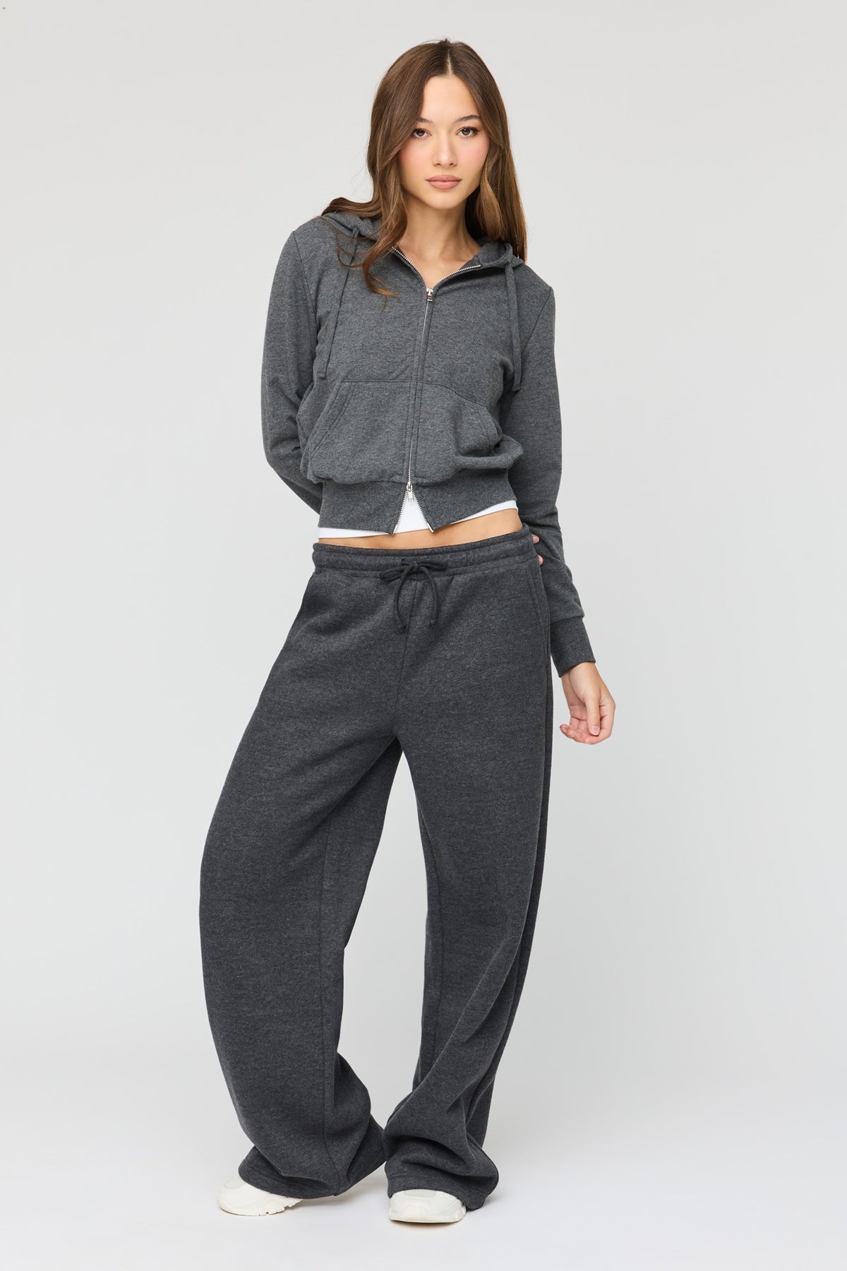Luxe Fleece Wide Leg Sweatpant - Charcoal