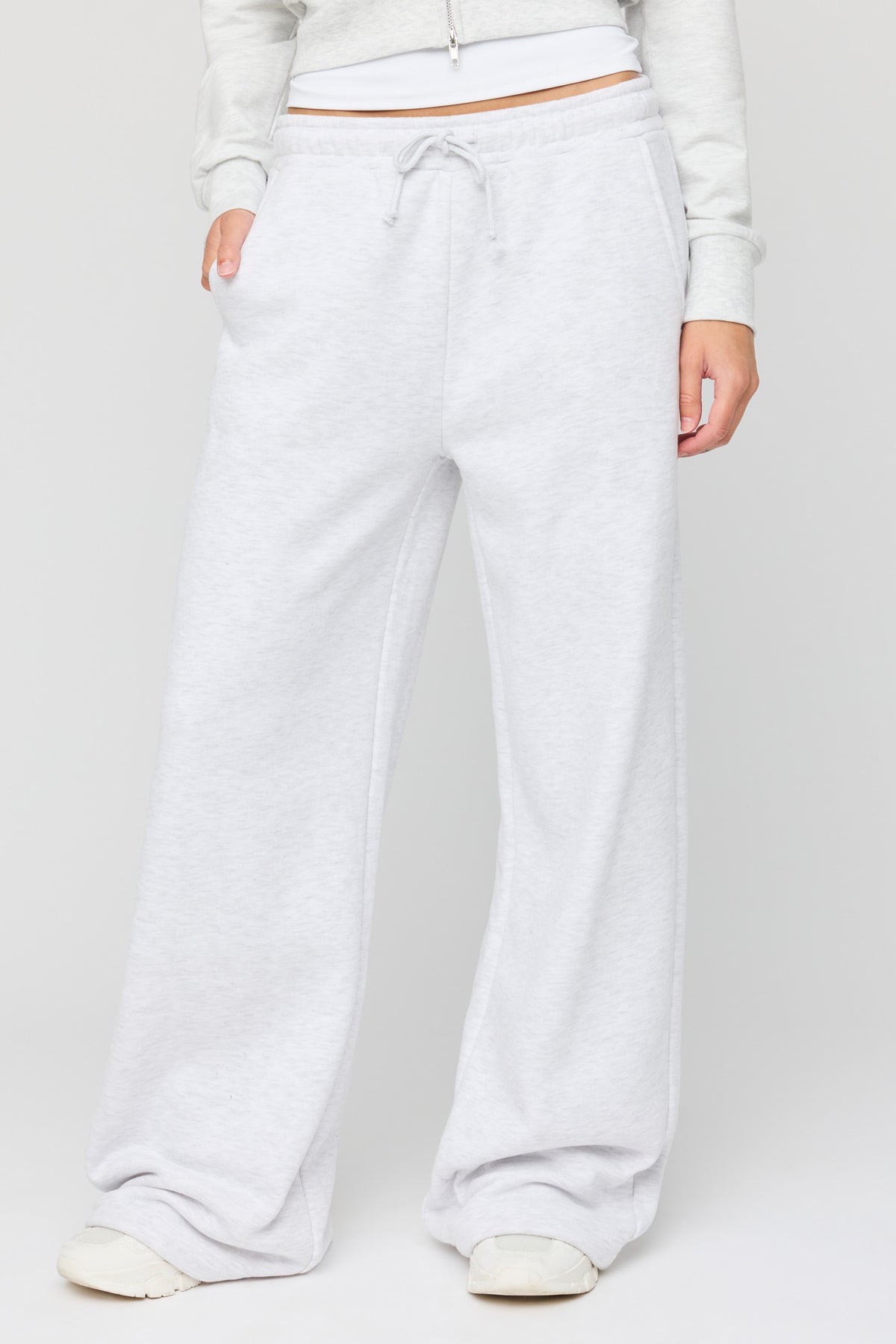 Alt View 2. Luxe Fleece Wide Leg Sweatpant - Light Grey
