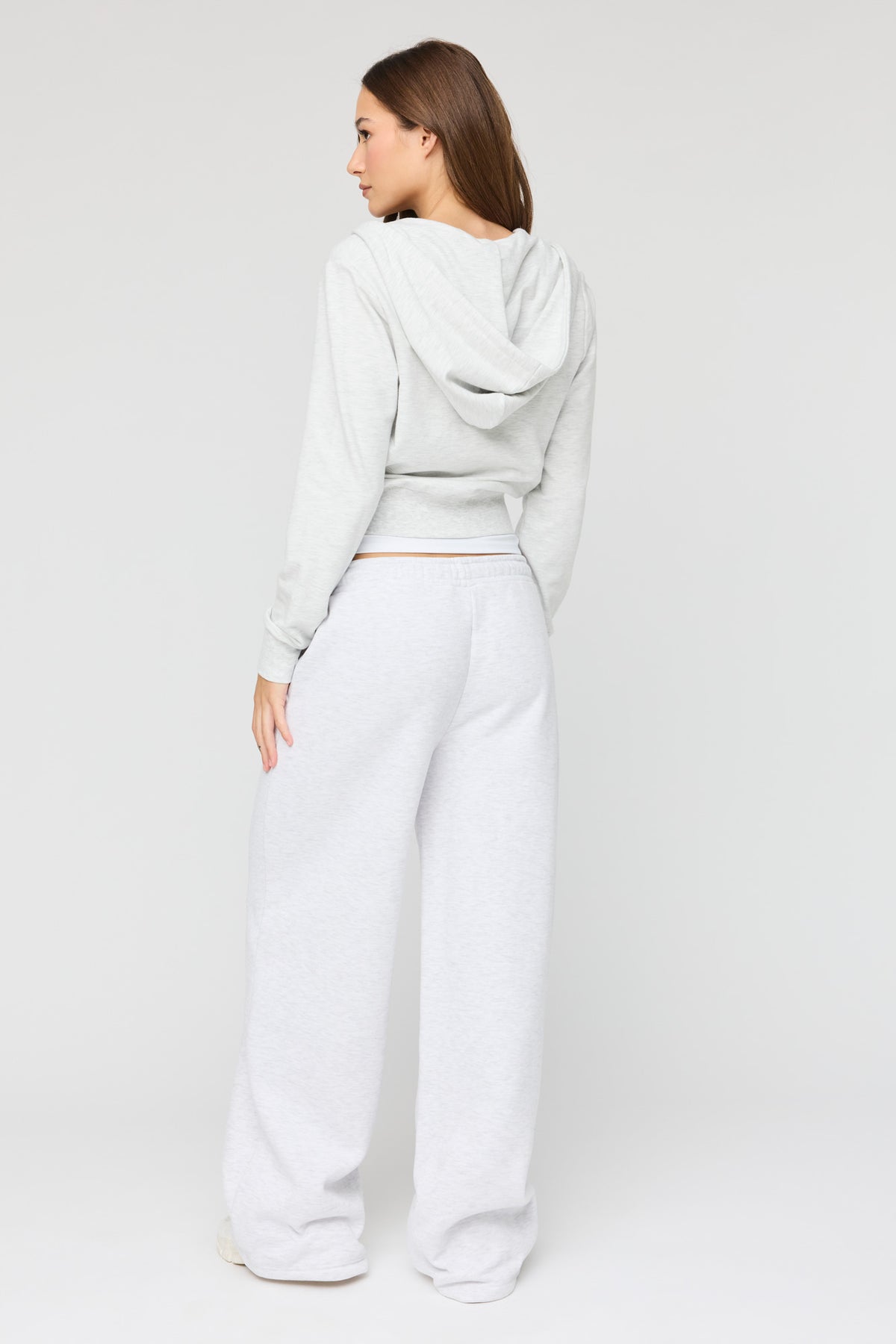 Alt View 3. Luxe Fleece Wide Leg Sweatpant - Light Grey