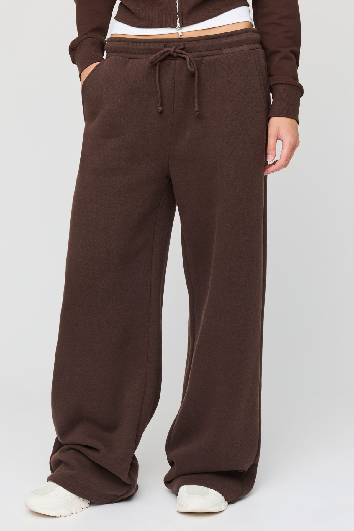 Alt View 2. Luxe Fleece Wide Leg Sweatpant - Brown
