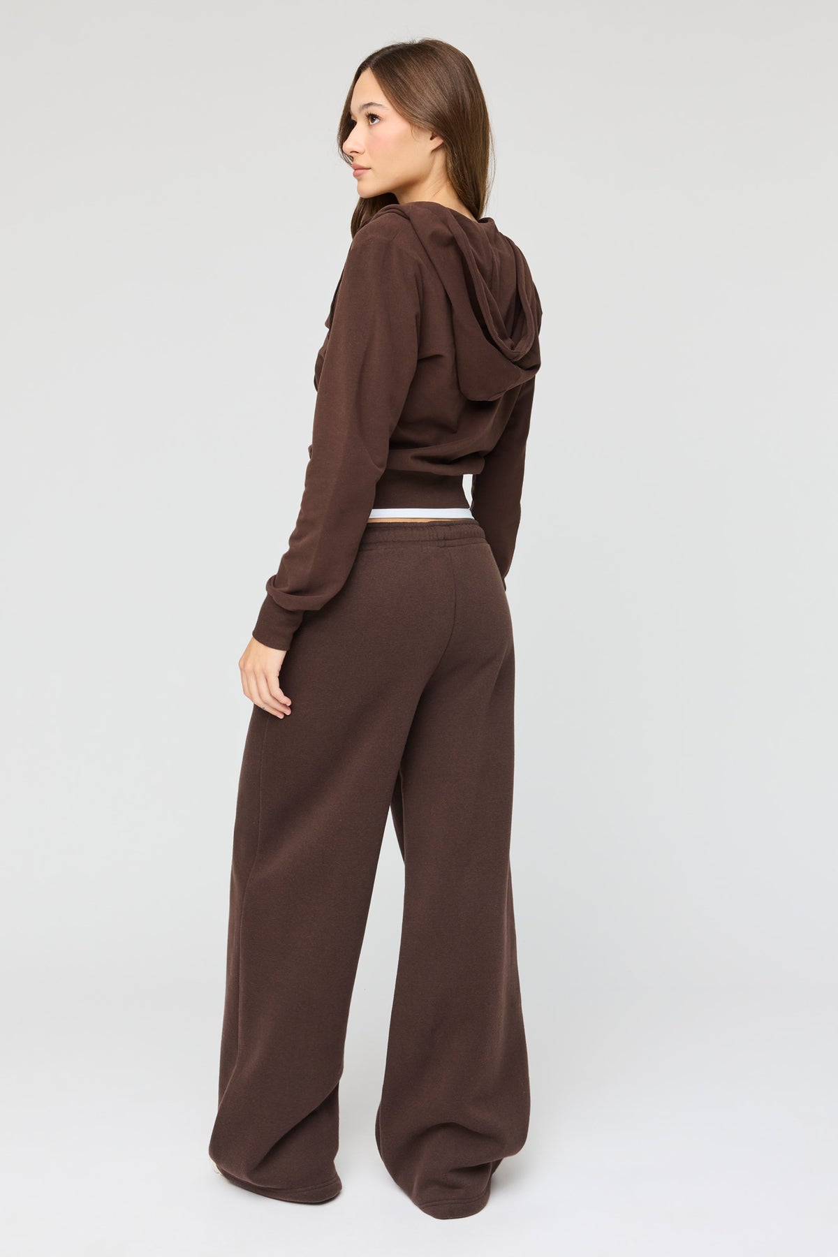 Alt View 3. Luxe Fleece Wide Leg Sweatpant - Brown