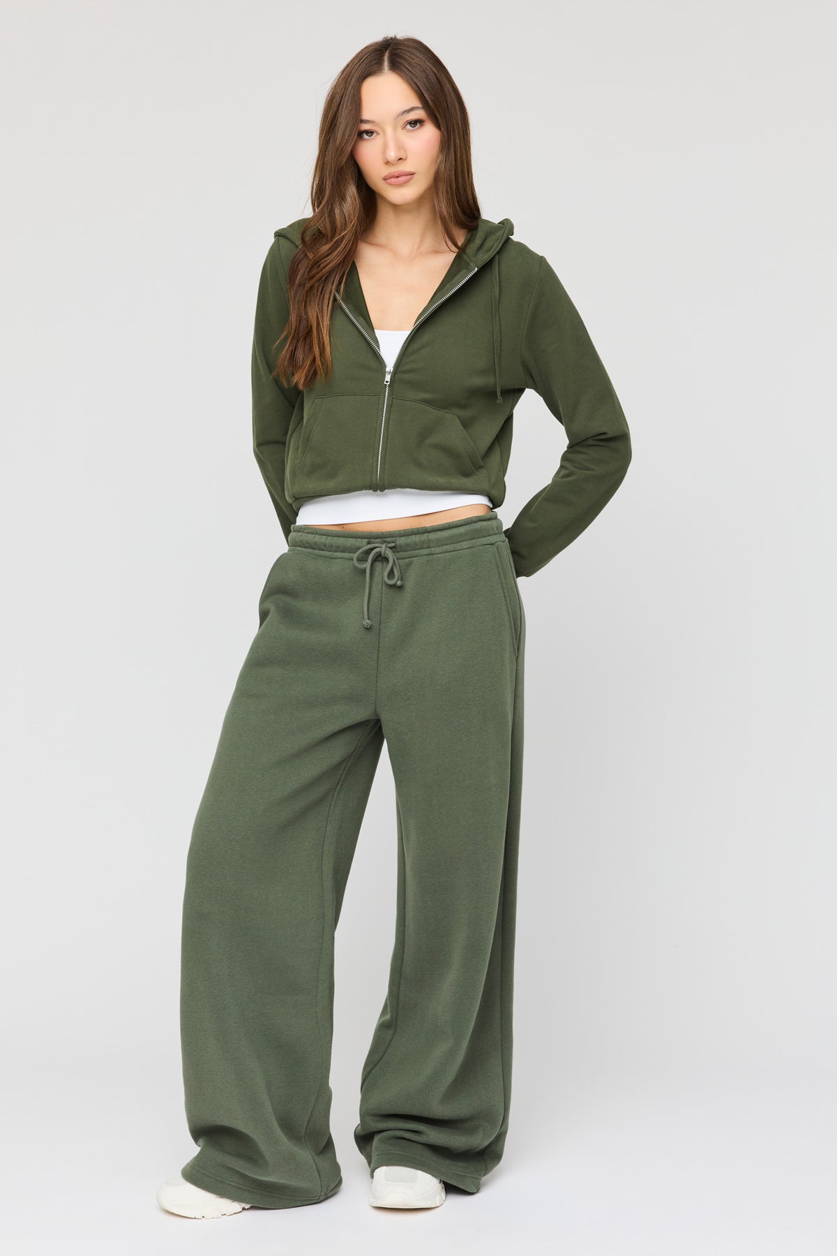 Pantalon d'entraînement à jambe large en molleton de luxe