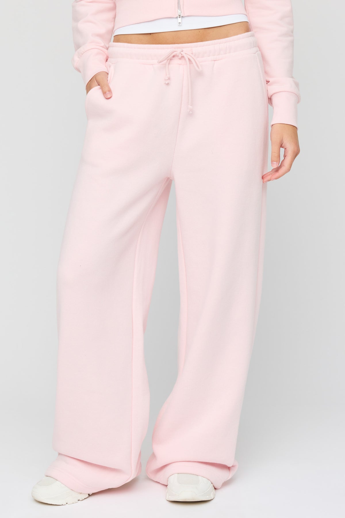 Alt View 2. Luxe Fleece Wide Leg Sweatpant - Light Pink