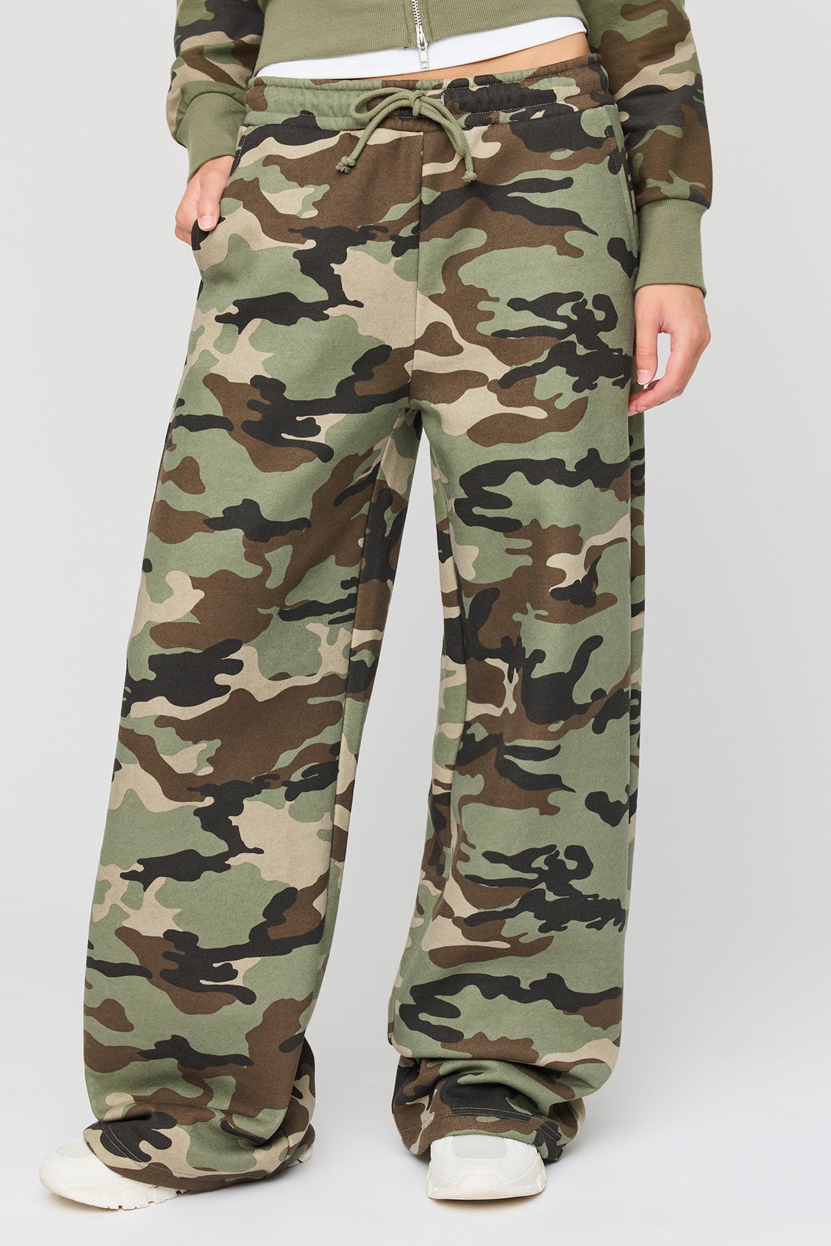 Alt View 2. Luxe Fleece Wide Leg Sweatpant - Camouflage