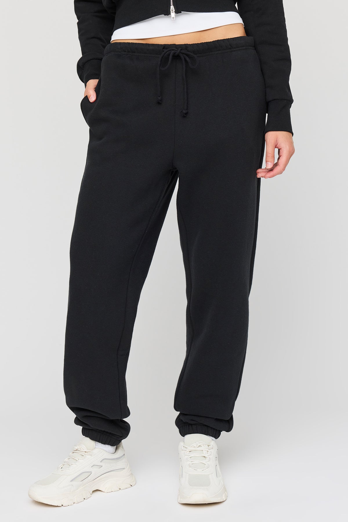 Alt View 2. Luxe Fleece Slim Fit Jogger - Black