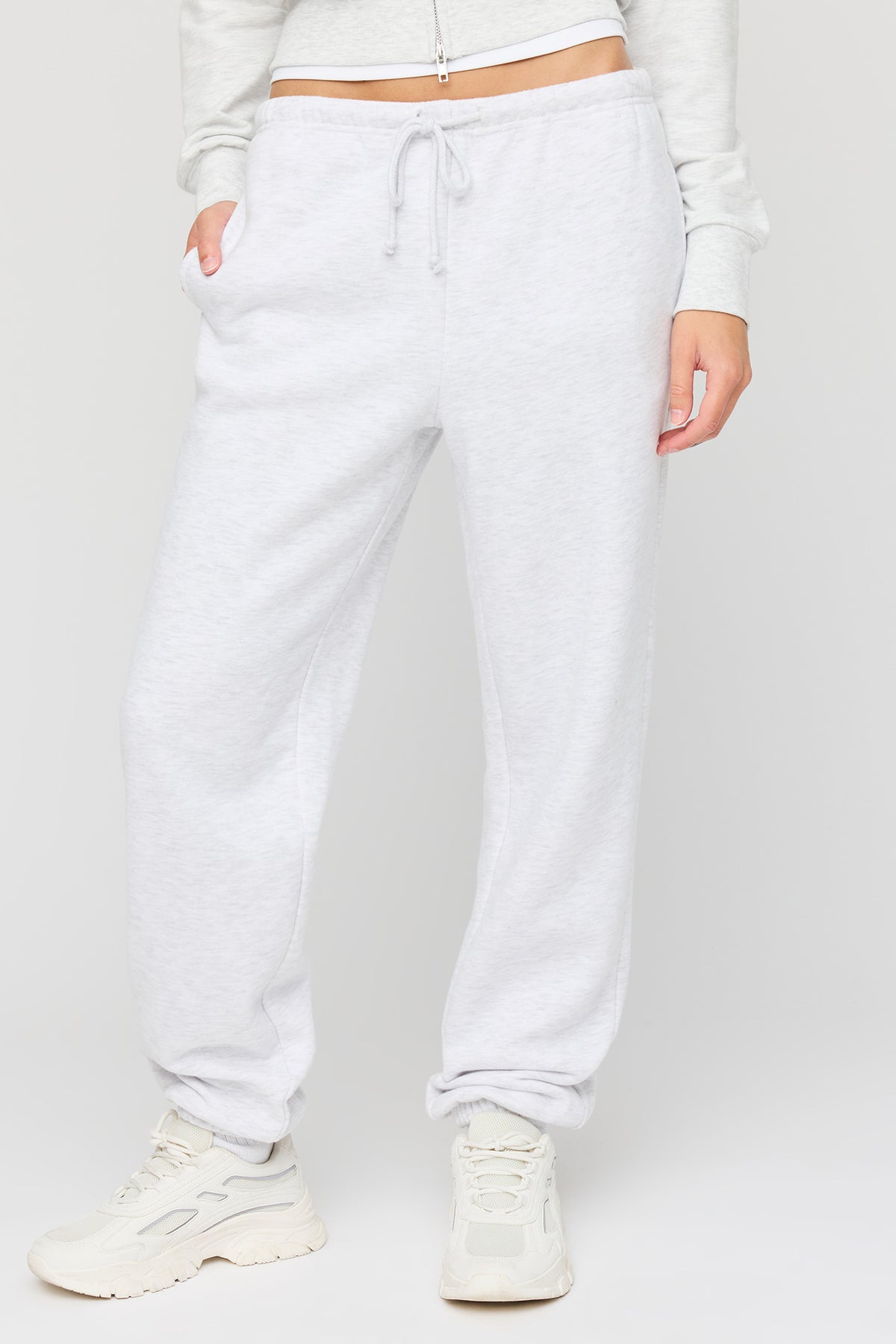 Alt View 2. Luxe Fleece Slim Fit Jogger - Light Grey
