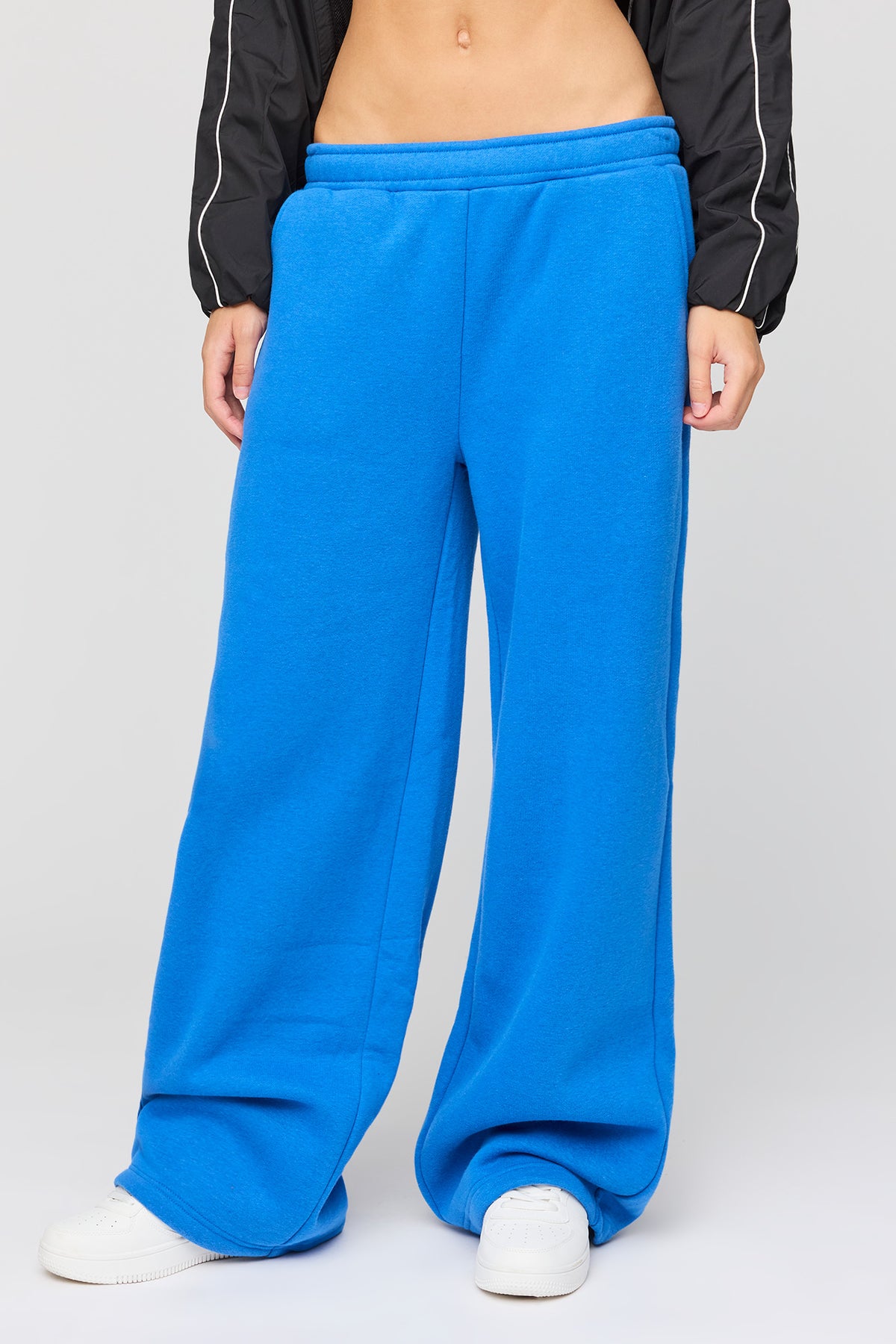 Alt View 2. Luxe Fleece Low-Rise Wide Leg Sweatpant - Blue