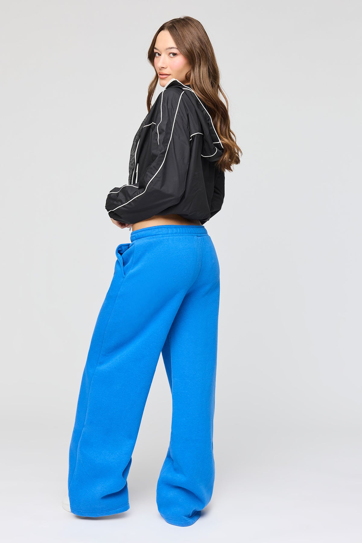 Alt View 3. Luxe Fleece Low-Rise Wide Leg Sweatpant - Blue
