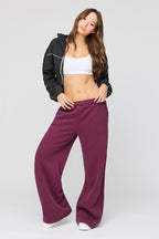 Pantalon d'entraînement à jambe large et taille basse en molleton de luxe
