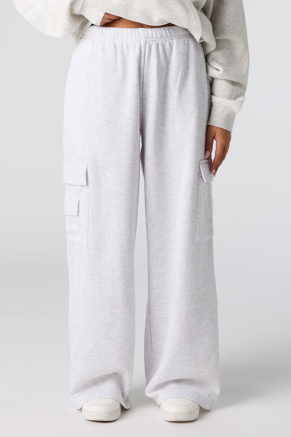 Alt View 2. Ultra Wide Fleece Cargo Sweatpant - Light Grey