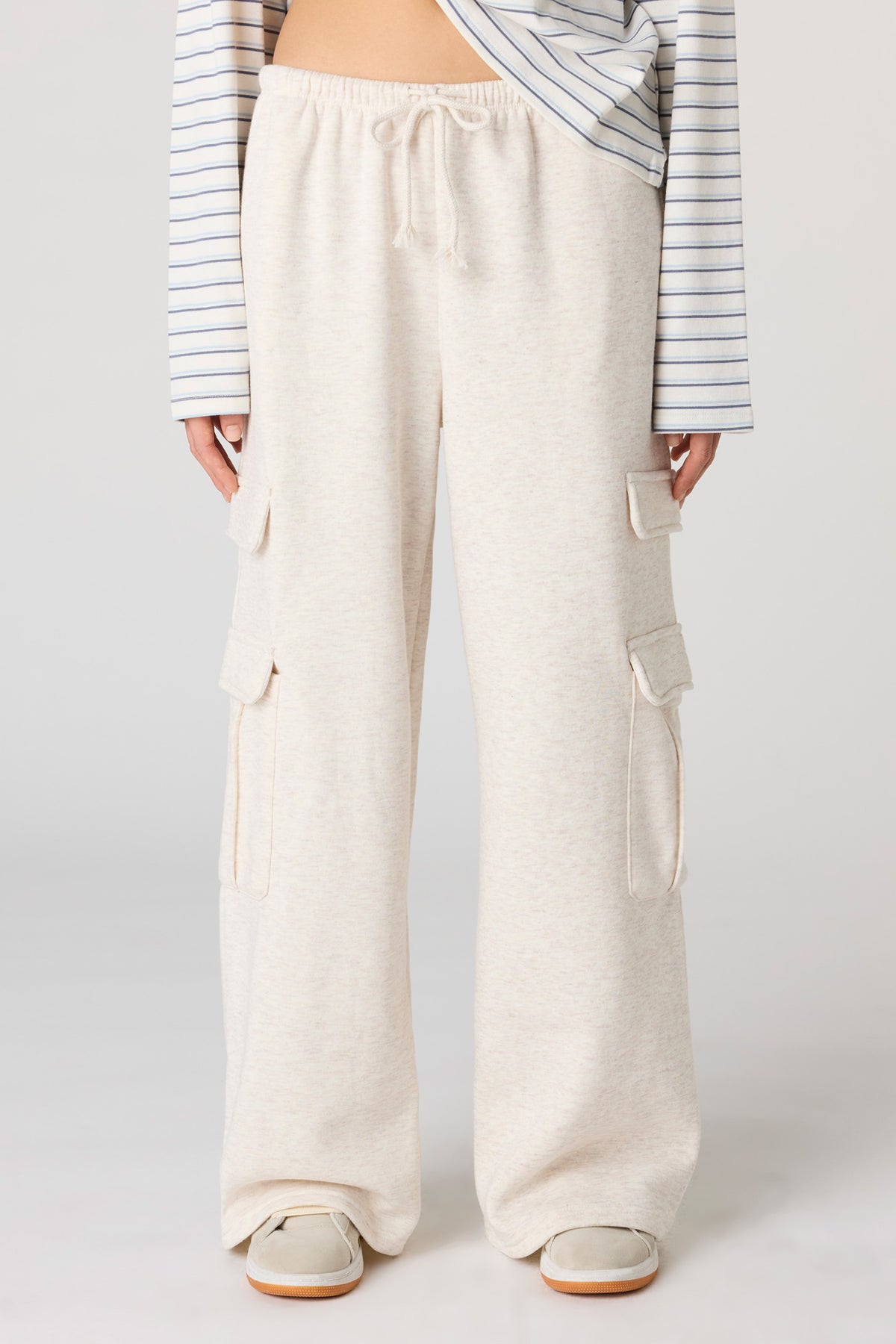 Alt View 2. Fleece Low Rise Baggy Cargo Sweatpant - Oatmeal
