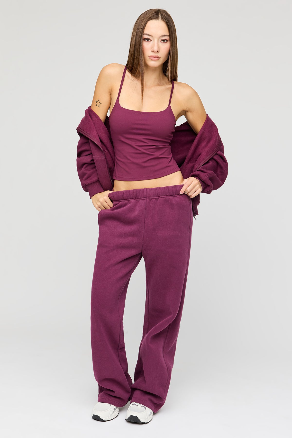 Pantalon d'entraînement à jambe droite en molleton de luxe