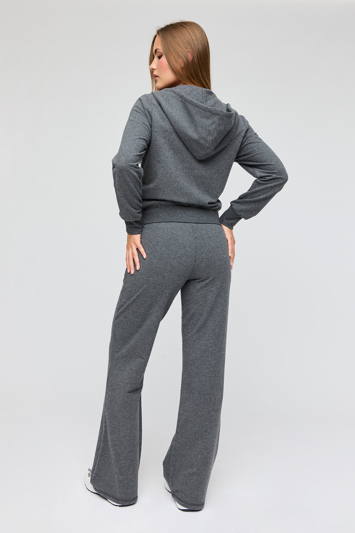 Alt View 3. French Terry Wide Leg Sweatpant - Charcoal