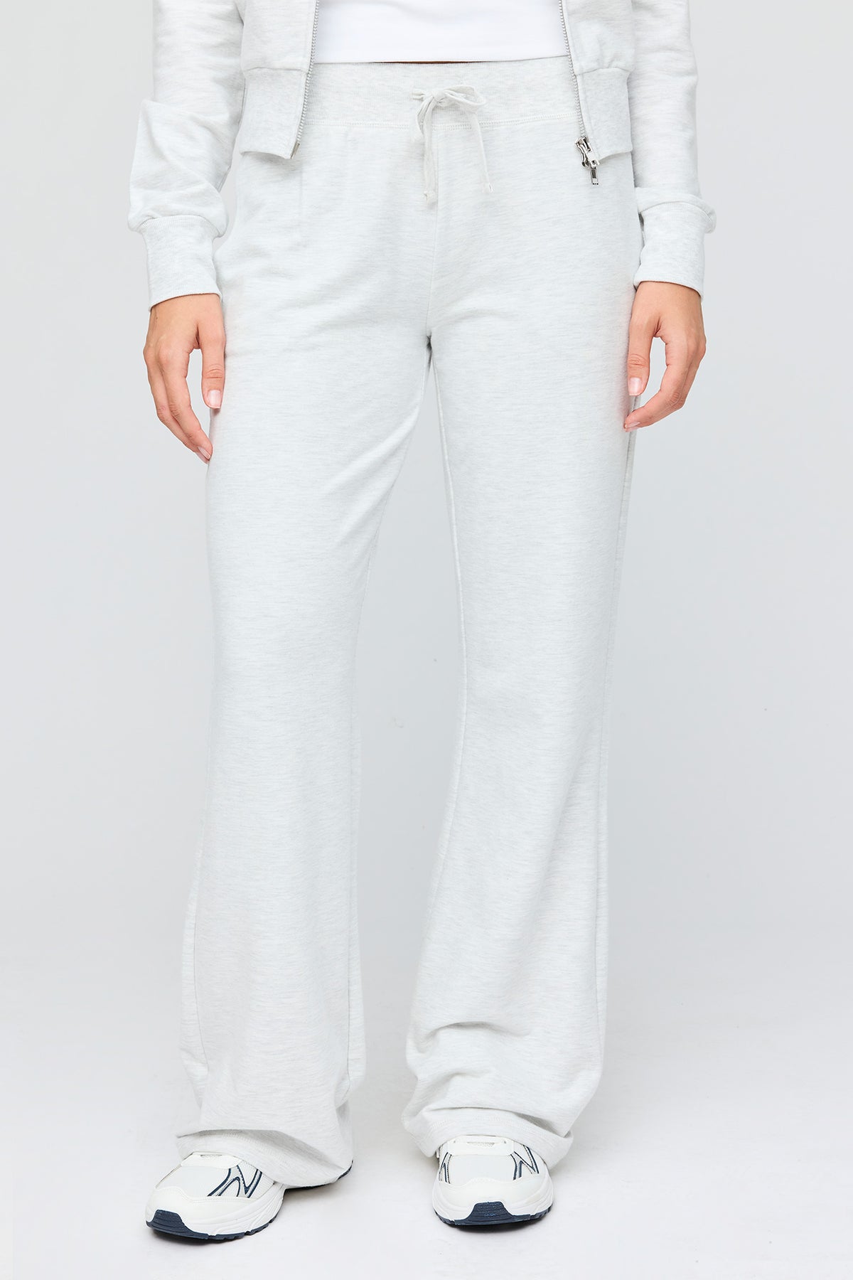 Alt View 2. French Terry Wide Leg Sweatpant - Light Grey