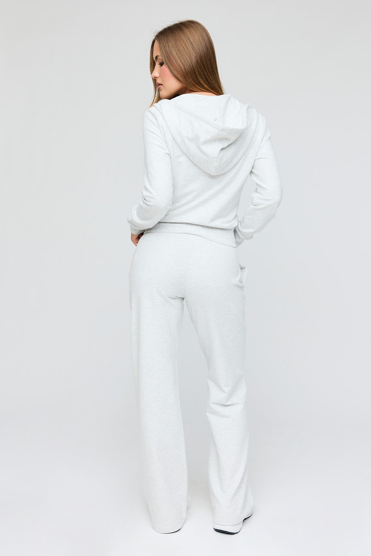 Alt View 3. French Terry Wide Leg Sweatpant - Light Grey