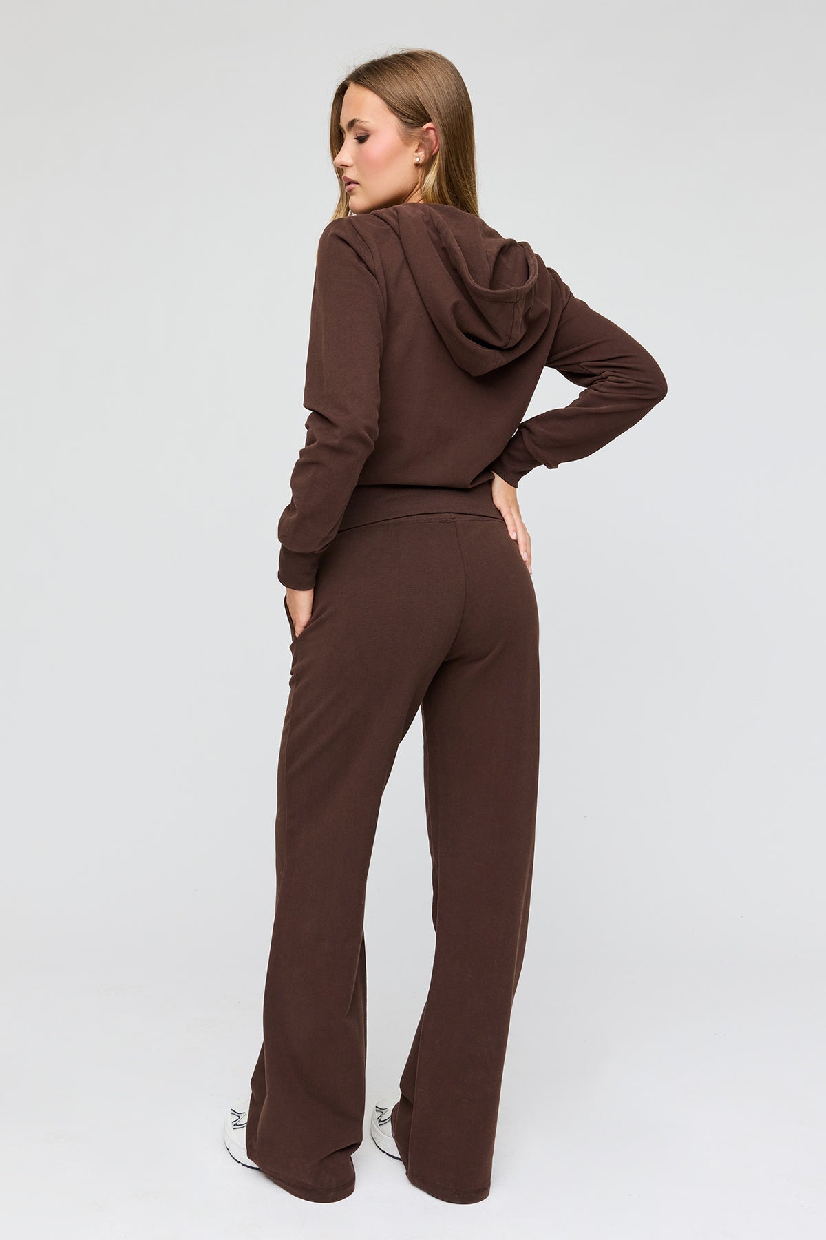 Alt View 3. French Terry Wide Leg Sweatpant - Brown