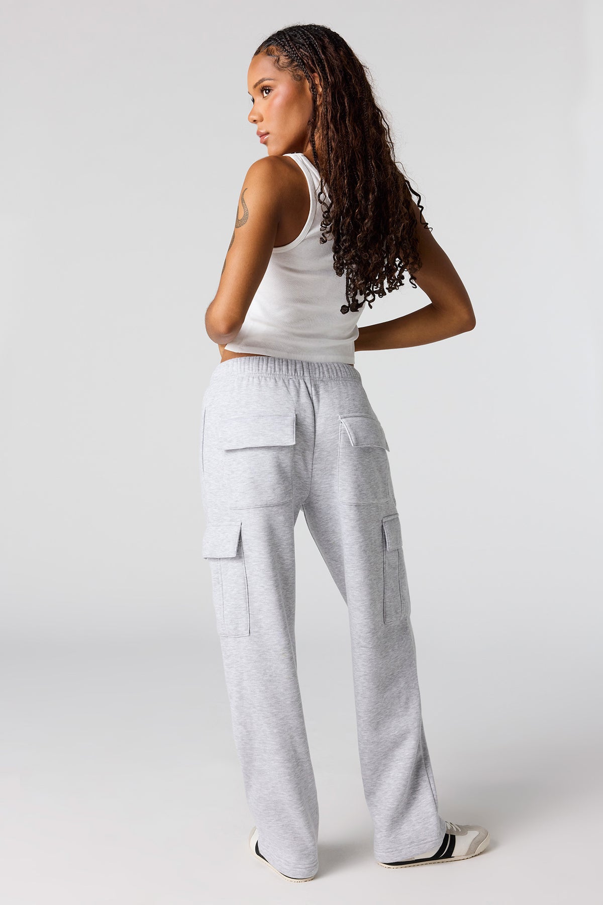 Alt View 3. Wide Leg Cargo Fleece Sweatpant - Heather Grey