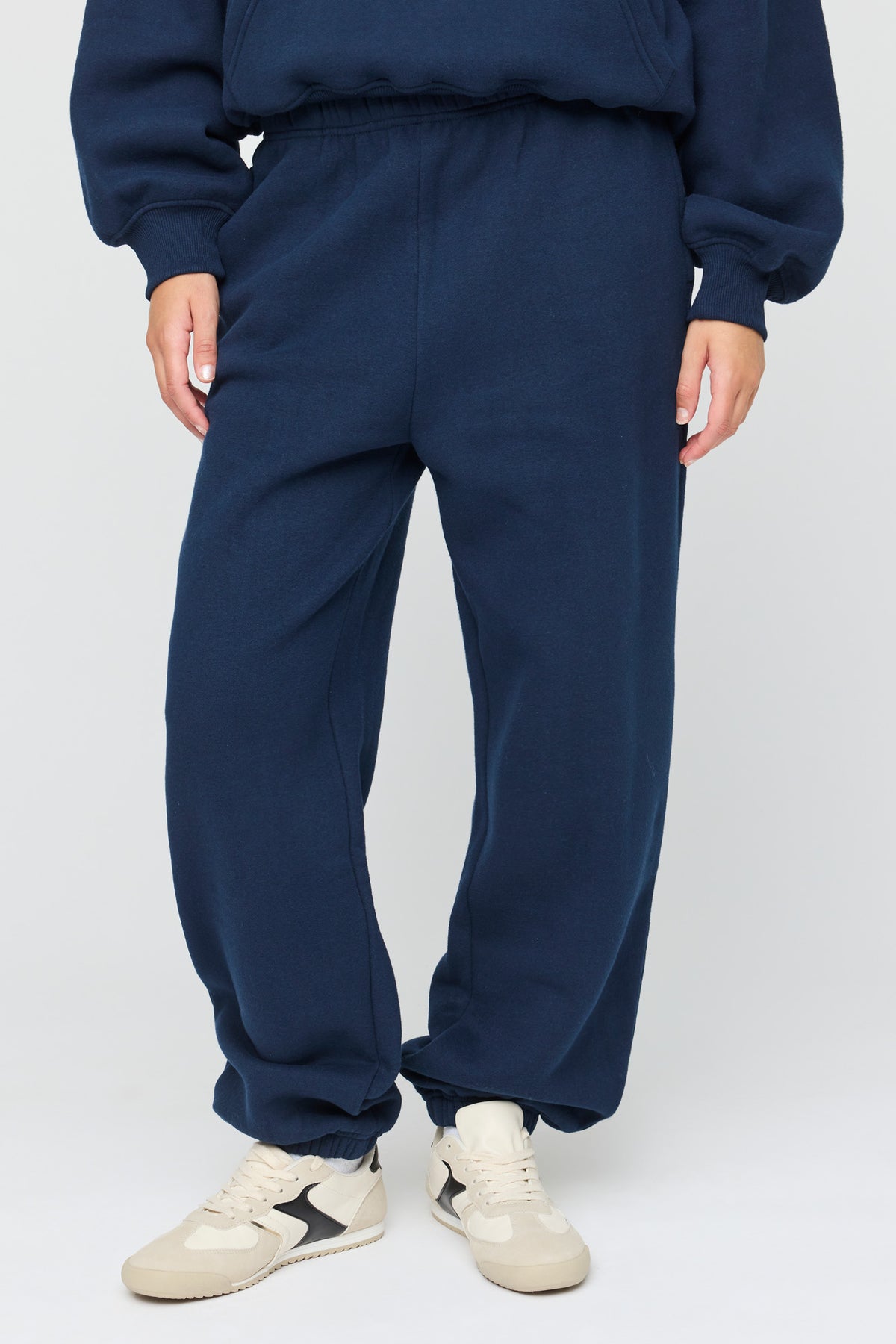 Alt View 2. Luxe Fleece Boyfriend Jogger - Dark Blue