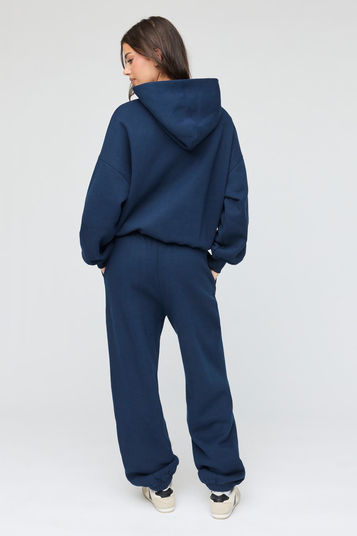 Alt View 3. Luxe Fleece Boyfriend Jogger - Dark Blue