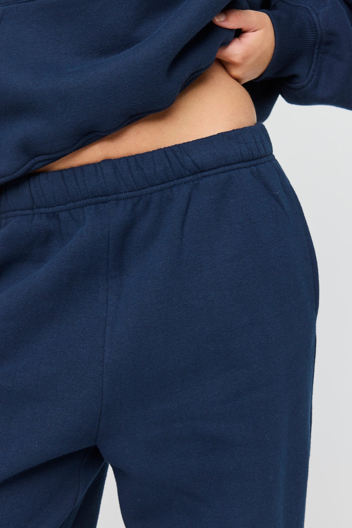Alt View 4. Luxe Fleece Boyfriend Jogger - Dark Blue