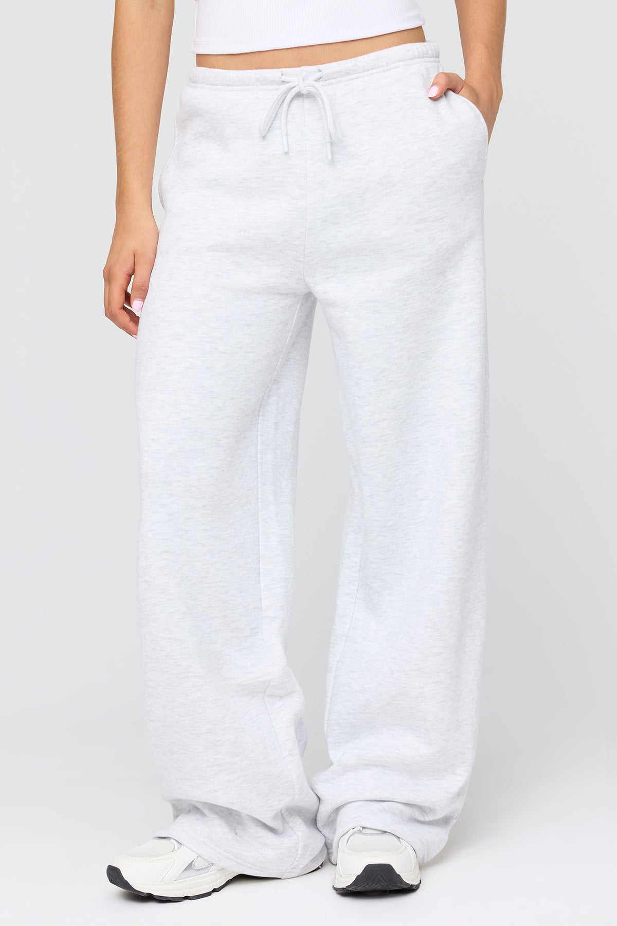 Alt View 2. Luxe Fleece Wide Leg Sweatpant - Light Grey