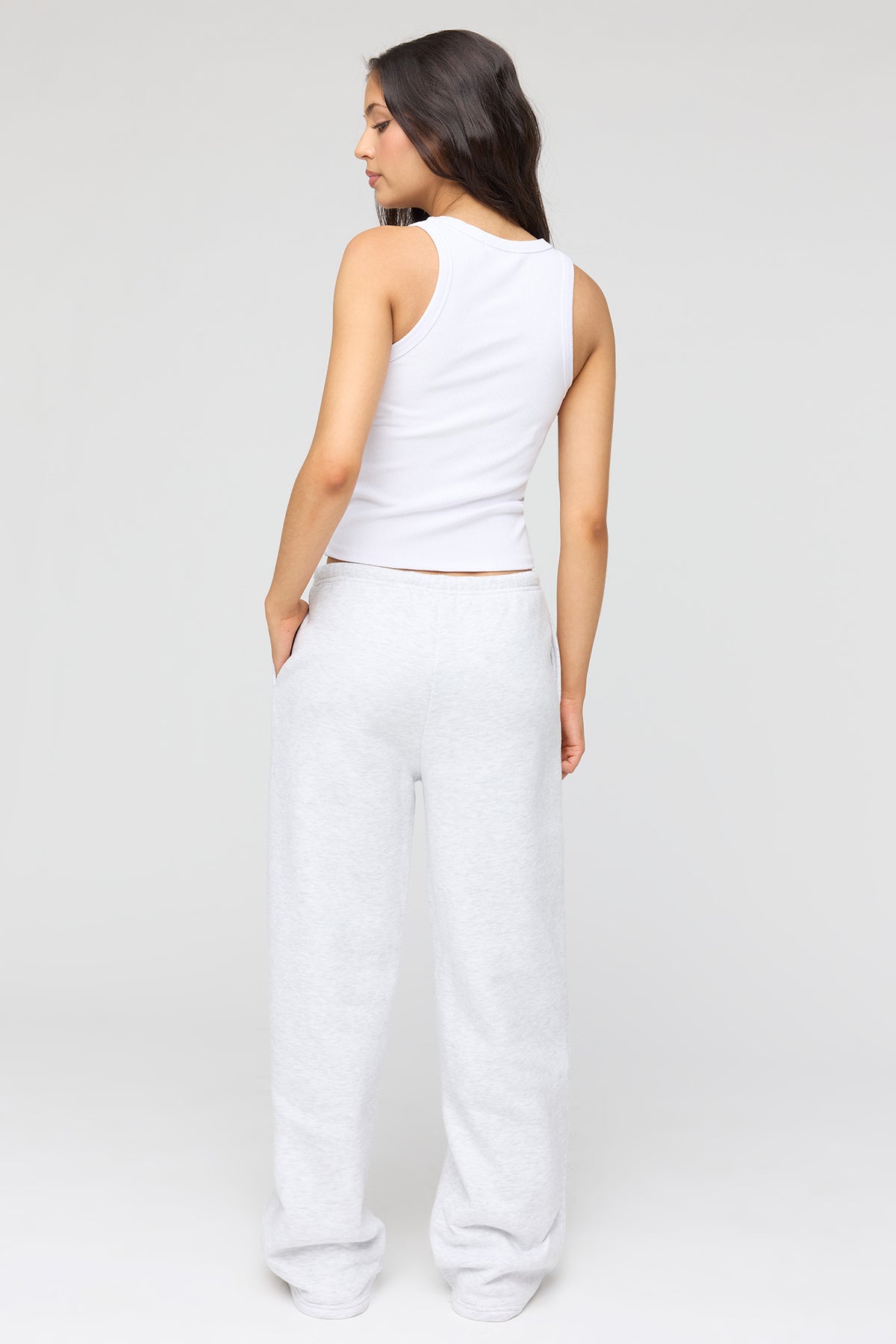 Alt View 3. Luxe Fleece Wide Leg Sweatpant - Light Grey