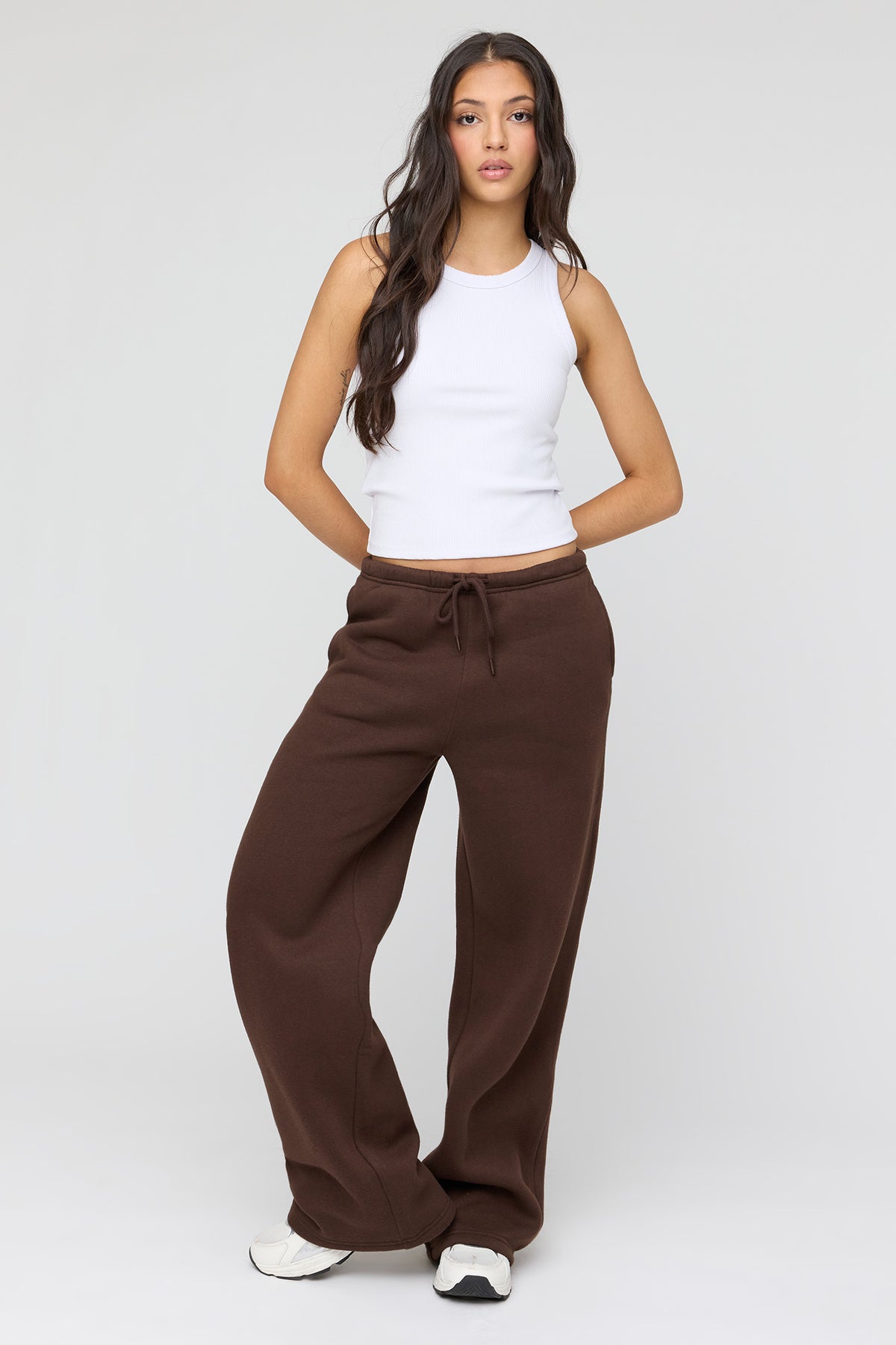 Pantalon d'entraînement à jambe large en molleton de luxe