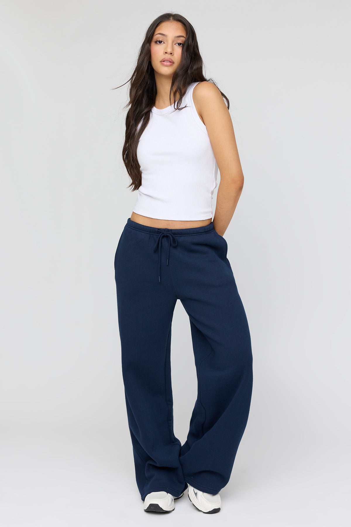 Pantalon d'entraînement à jambe large en molleton de luxe
