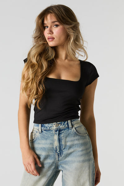 Contour Square Neck Cap Sleeve Crop Top – Urban Planet