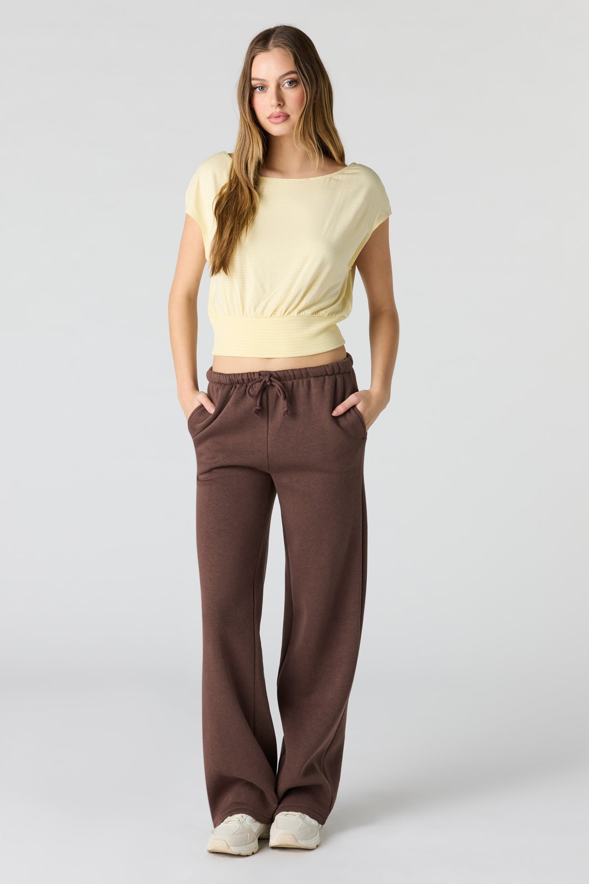 Alt View 3. Striped Dolman Top - Pale Yellow