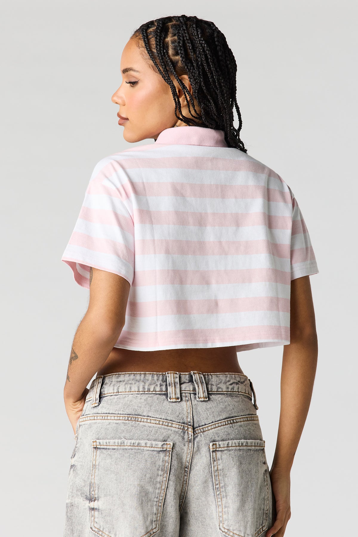 Alt View 2. Luxe Heavy Cotton Striped Polo - Dark Pink